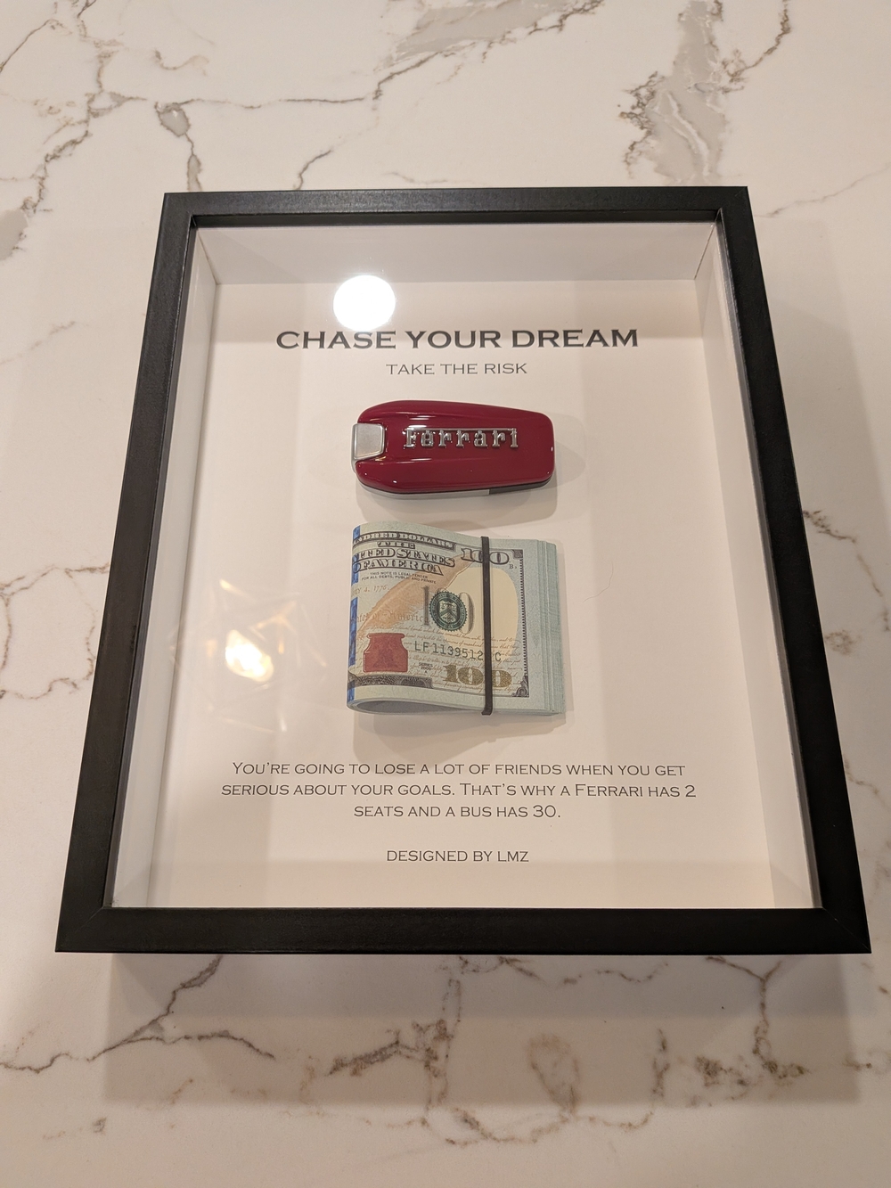 Framed 'Chase Your Dream' Shadow Box Wall Art with Red Accent